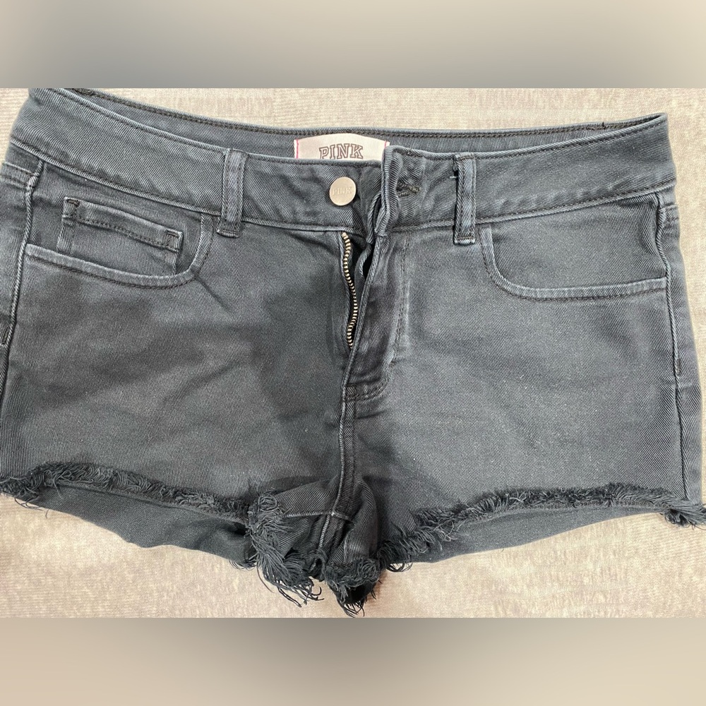 PINK Victorias Secret Women’s black jean shorts, size 8.